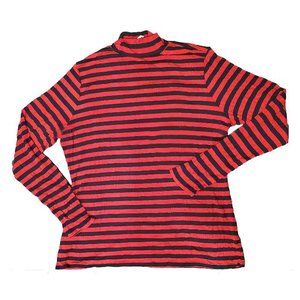 Arizona Long-Sleeve Mockneck Ribbed Red Black Stripe T Juniors Plus Size 2X